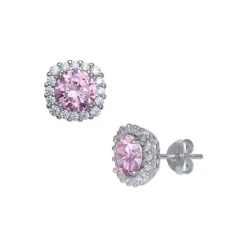 Best Sale ✨ Giani Bernini Multi Colored Cubic Zirconia Cushion Shape Stud Earring In Sterling Silver Pink 👏