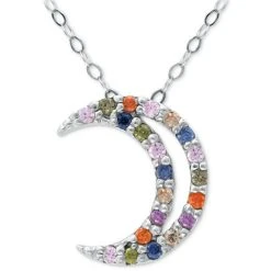 Flash Sale 🔔 Giani Bernini Lab-Created Pink Sapphire (1/3 Ct. T.w.) & Cubic Zirconia Crescent Moon Pendant Necklace In Sterling Silver, 16 + 2 Extender, Created For Macy's 🌟