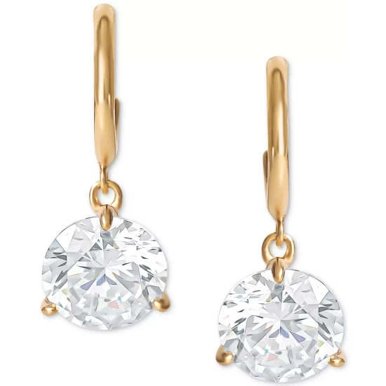 Outlet ✔️ Giani Bernini Cubic Zirconia Solitaire Drop Earrings In 14k Gold-Plated Sterling Silver, Created For Macy's Gold Over Sterling Silver ❤️ 4 Outlet ✔️ Giani Bernini Cubic Zirconia Solitaire Drop Earrings In 14k Gold-Plated Sterling Silver, Created For Macy's Gold Over Sterling Silver ❤️ - Image 4