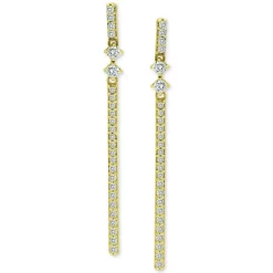 New ✔️ Giani Bernini Cubic Zirconia Linear Bar Drop Earrings, Created For Macy's Gold Over Silver ✨ -Giani Bernini Shop unnamed file 397