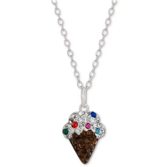 Best Pirce 🔥 Giani Bernini Crystal Pavé Ice Cream 18 Pendant Necklace In Sterling Silver, Created For Macy's Multi 💯 2 Best Pirce 🔥 Giani Bernini Crystal Pavé Ice Cream 18 Pendant Necklace In Sterling Silver, Created For Macy's Multi 💯 - Image 2