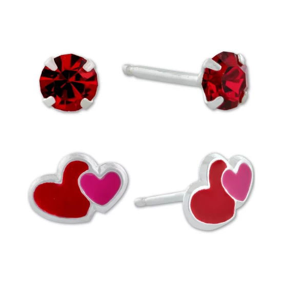 Best Pirce โ๏ธ Giani Bernini 2-Pc. Set Crystal Solitaire & Enamel Heart Stud Earrings In Sterling Silver, Created For Macy's Multi ๐ 2 Best Pirce โ๏ธ Giani Bernini 2-Pc. Set Crystal Solitaire & Enamel Heart Stud Earrings In Sterling Silver, Created For Macy's Multi ๐ - Image 2