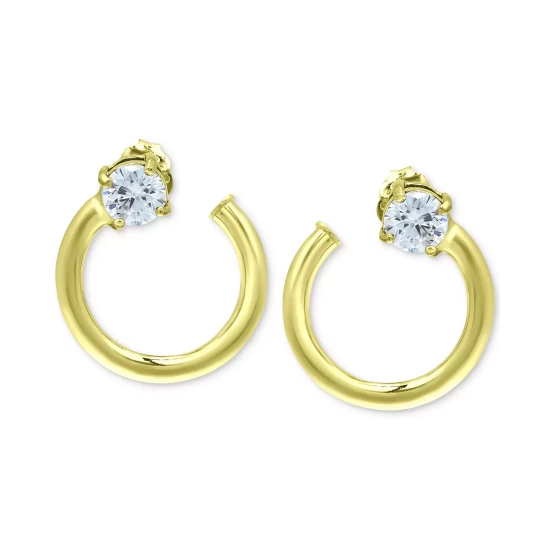 Promo ⌛ Giani Bernini Cubic Zirconia Front & Back Hoop Earrings, Created For Macy's Yellow Gold Over Silver ✔️ 4 Promo ⌛ Giani Bernini Cubic Zirconia Front & Back Hoop Earrings, Created For Macy's Yellow Gold Over Silver ✔️ - Image 4