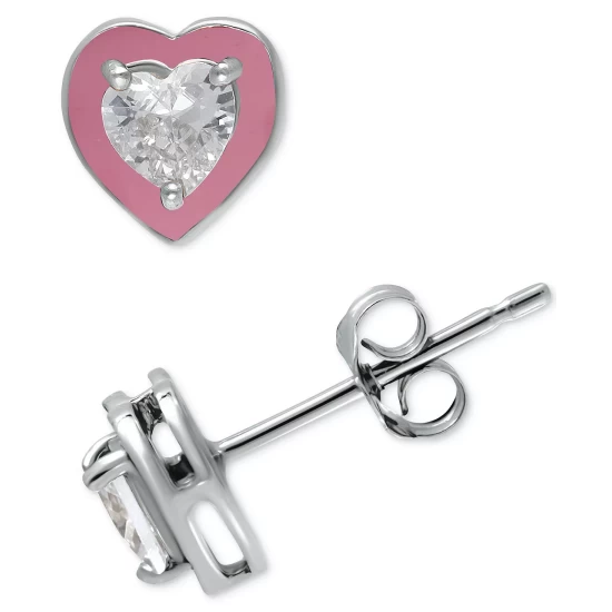 Cheap ❤️ Giani Bernini Cubic Zirconia Pink Enamel Heart Stud Earrings, Created For Macy's Gold Over Silver ✔️ 4 Cheap ❤️ Giani Bernini Cubic Zirconia Pink Enamel Heart Stud Earrings, Created For Macy's Gold Over Silver ✔️ - Image 4