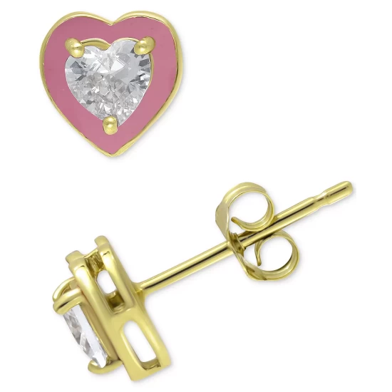 Cheap ❤️ Giani Bernini Cubic Zirconia Pink Enamel Heart Stud Earrings, Created For Macy's Gold Over Silver ✔️ 5 Cheap ❤️ Giani Bernini Cubic Zirconia Pink Enamel Heart Stud Earrings, Created For Macy's Gold Over Silver ✔️ - Image 5