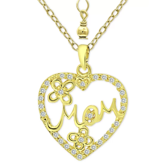 Best deal ๐ Giani Bernini Cubic Zirconia Mom Heart Pendant Necklace In 18k Gold-Plated Sterling Silver, 16 + 2 Extender, Created For Macy's Gold Over Silver ๐ 2 Best deal ๐ Giani Bernini Cubic Zirconia Mom Heart Pendant Necklace In 18k Gold-Plated Sterling Silver, 16 + 2 Extender, Created For Macy's Gold Over Silver ๐ - Image 2