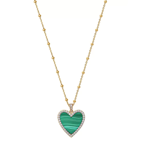 Budget 😀 Giani Bernini Malachite & Cubic Zirconia Heart Pendant Necklace In Gold-Plated Sterling Silver, 16 + 2 Extender, Created For Macy's 🔥 4 Budget 😀 Giani Bernini Malachite & Cubic Zirconia Heart Pendant Necklace In Gold-Plated Sterling Silver, 16 + 2 Extender, Created For Macy's 🔥 - Image 4
