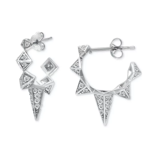 New 🧨 Giani Bernini Cubic Zirconia Spike Small Hoop Earrings, Created For Macy's Gold Over Silver ⭐ 4 New 🧨 Giani Bernini Cubic Zirconia Spike Small Hoop Earrings, Created For Macy's Gold Over Silver ⭐ - Image 4