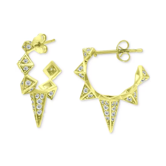 New 🧨 Giani Bernini Cubic Zirconia Spike Small Hoop Earrings, Created For Macy's Gold Over Silver ⭐ 5 New 🧨 Giani Bernini Cubic Zirconia Spike Small Hoop Earrings, Created For Macy's Gold Over Silver ⭐ - Image 5