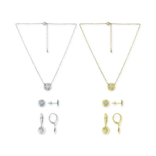 New ⌛ Giani Bernini Cubic Zirconia Starburst Disc Pendant Necklace, Stud & Drop Earrings Collection, Created For Macy's Gold Over Silver ✨ 2 New ⌛ Giani Bernini Cubic Zirconia Starburst Disc Pendant Necklace, Stud & Drop Earrings Collection, Created For Macy's Gold Over Silver ✨ - Image 2