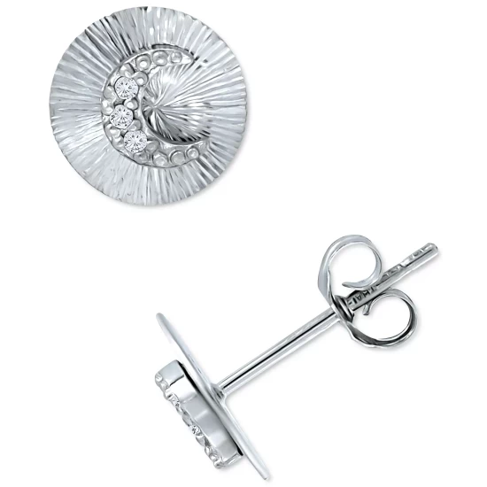 Best Pirce ๐ Giani Bernini Cubic Zirconia Moon Disc Stud Earrings, Created For Macy's Sterling Silver โจ 4 Best Pirce ๐ Giani Bernini Cubic Zirconia Moon Disc Stud Earrings, Created For Macy's Sterling Silver โจ - Image 4