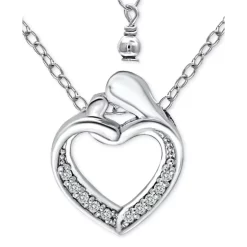 Hot Sale ❤️ Giani Bernini Cubic Zirconia Mother & Child Heart Pendant Necklace In 18k Gold-Plated Sterling Silver And Sterling Silver, 16 + 2 Extender, Created For Macy's ✨ -Giani Bernini Shop unnamed file 841