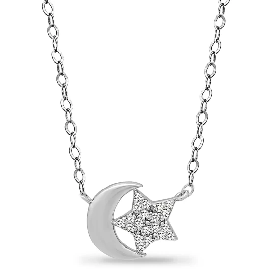 Best deal ⌛ Giani Bernini Cubic Zirconia Moon & Star Pendant Necklace In Sterling Silver, 16 + 2 Extender, Created For Macy's ⭐ 2 Best deal ⌛ Giani Bernini Cubic Zirconia Moon & Star Pendant Necklace In Sterling Silver, 16 + 2 Extender, Created For Macy's ⭐ - Image 2