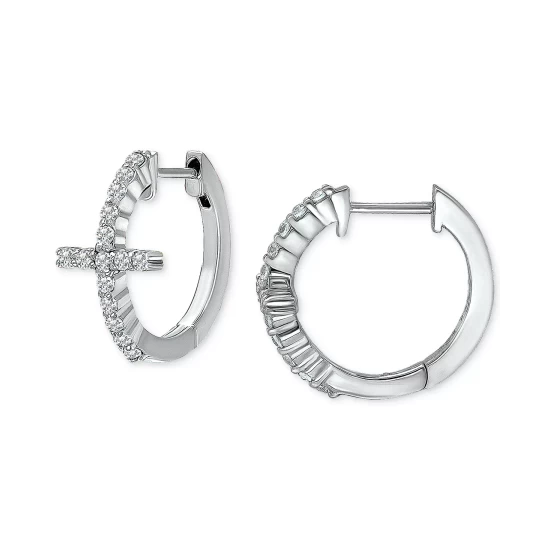 Cheapest 🎁 Giani Bernini Cubic Zirconia Cross Small Hoop Earrings, 0.625, Created For Macy's Gold Over Silver ✨ 4 Cheapest 🎁 Giani Bernini Cubic Zirconia Cross Small Hoop Earrings, 0.625, Created For Macy's Gold Over Silver ✨ - Image 4