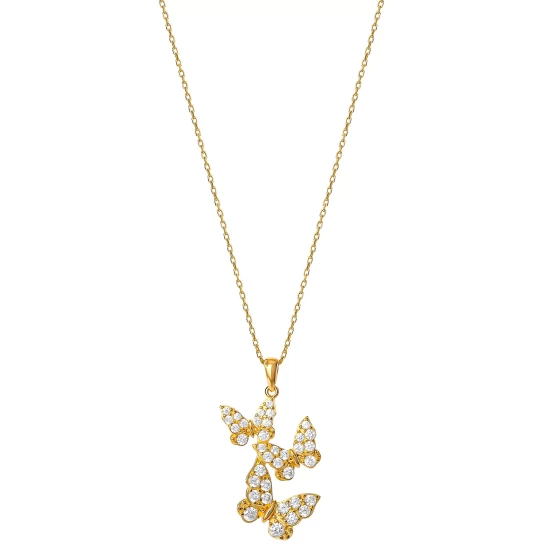 Promo ✨ Giani Bernini Cubic Zirconia Three Butterfly Pendant Necklace In Gold-Plated Sterling Silver, 18 + 2 Extender, Created For Macy's ✨ 4 Promo ✨ Giani Bernini Cubic Zirconia Three Butterfly Pendant Necklace In Gold-Plated Sterling Silver, 18 + 2 Extender, Created For Macy's ✨ - Image 4