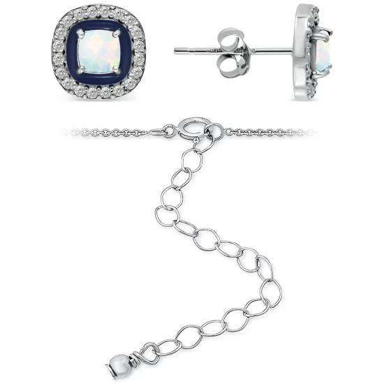 Best Pirce ⌛ Giani Bernini 2-Pc. Set Blue Topaz (1/2 Ct. T.w.), Cubic Zirconia & Enamel Pendant Necklace & Matching Stud Earrings (Also In Lab-Created Opal, Green Quartz, & Amethyst), Created For Macy's Opal/blue 🎁 7 Best Pirce ⌛ Giani Bernini 2-Pc. Set Blue Topaz (1/2 Ct. T.w.), Cubic Zirconia & Enamel Pendant Necklace & Matching Stud Earrings (Also In Lab-Created Opal, Green Quartz, & Amethyst), Created For Macy's Opal/blue 🎁 - Image 7