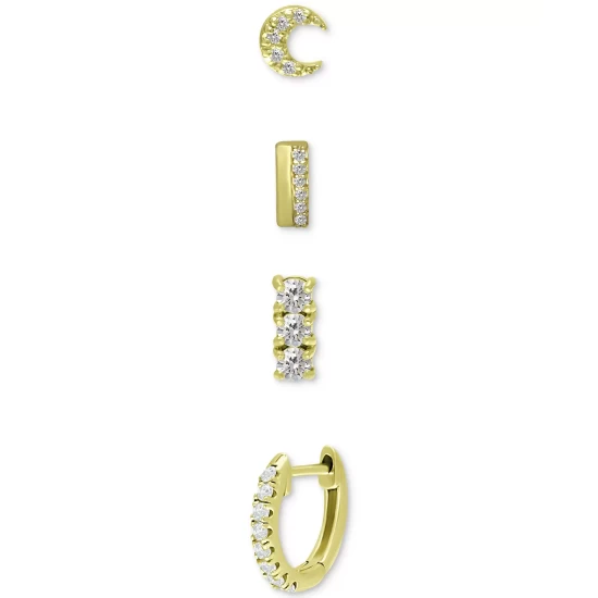 Wholesale 😍 Giani Bernini 4-Pc. Set Cubic Zirconia Stud & Hoop Earrings, Created For Macy's Gold Over Silver ✔️ 6 Wholesale 😍 Giani Bernini 4-Pc. Set Cubic Zirconia Stud & Hoop Earrings, Created For Macy's Gold Over Silver ✔️ - Image 6
